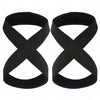 Pair of black adjustable weightlifting wrist straps designed for grip support