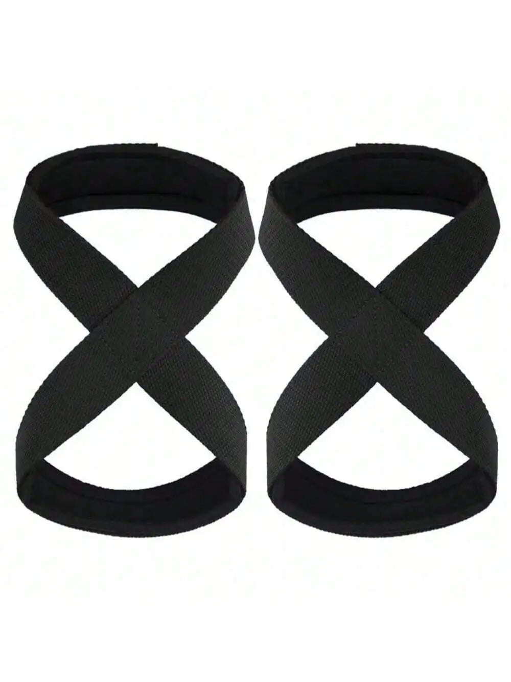 Pair of black adjustable weightlifting wrist straps designed for grip support