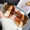 Women's Rhinestone Oversized Round Sunglasses with UV400 Protection