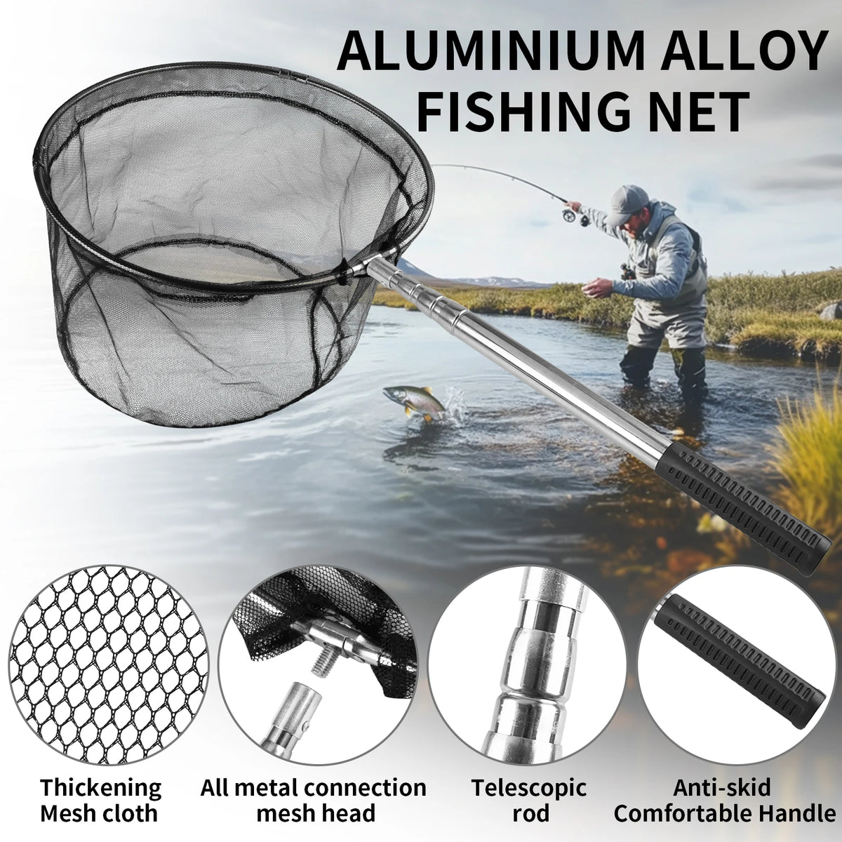 Aluminum Alloy Telescoping Fishing Landing Net