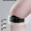 A soft silicone bone belt is shown wrapped around a person's knee, demonstrating its light and movable nature for protecting 