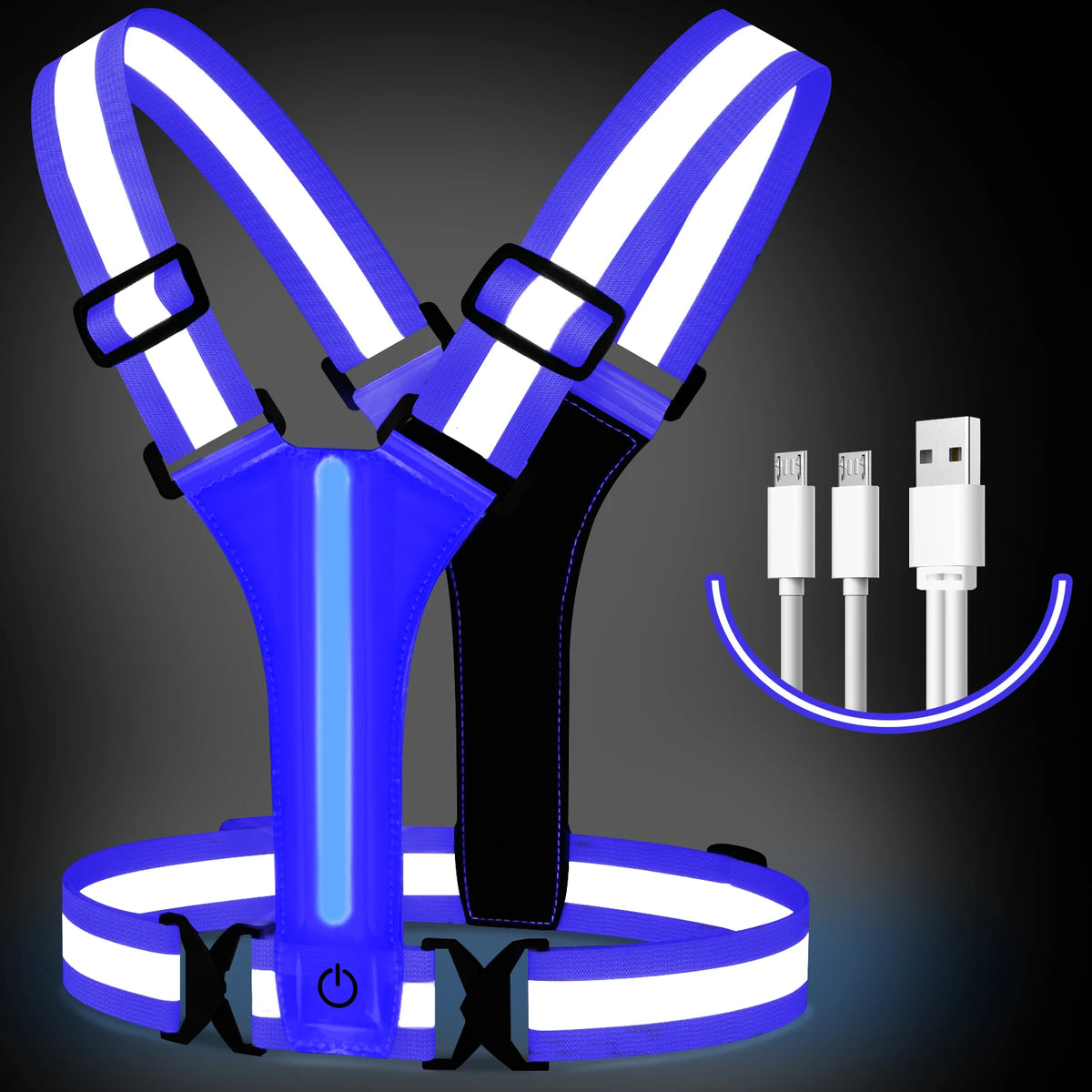 LED Reflective Running Vest with USB Rechargeable Lights