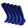A stack of royal blue knee-high sports socks viewed from the side.