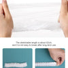 Capas desechables transparentes para extensiones y trenzas, mostrando longitudes naturales y elásticas