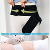 Black inguinal compression shaping brace worn on the thigh area of a person.