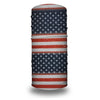 A rolled USA flag tube bandana or head wrap featuring the stars and stripes pattern.