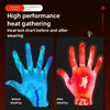 Comparison chart showing the heat test of hands before and after wearing high performance heat gathering gloves