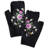Embroidered Floral Bee Fingerless Gloves