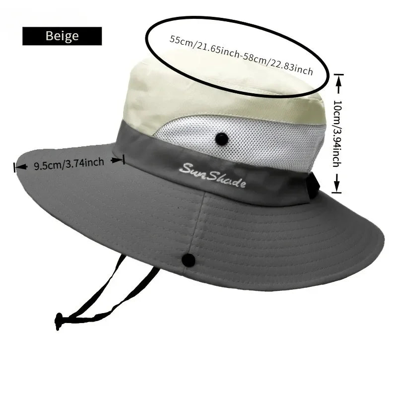 Women's Dual-Tone Sun Hat with Ponytail Hole