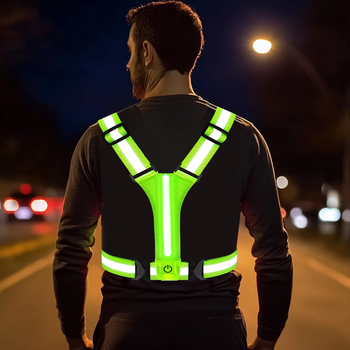LED Reflective Running Vest with USB Rechargeable Lights