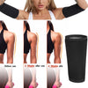 Demonstration of slimming arm shaper sleeves showing before and after results on the arm.