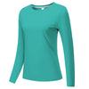 Top de yoga y running de manga larga, ligero y transpirable, color verde azulado