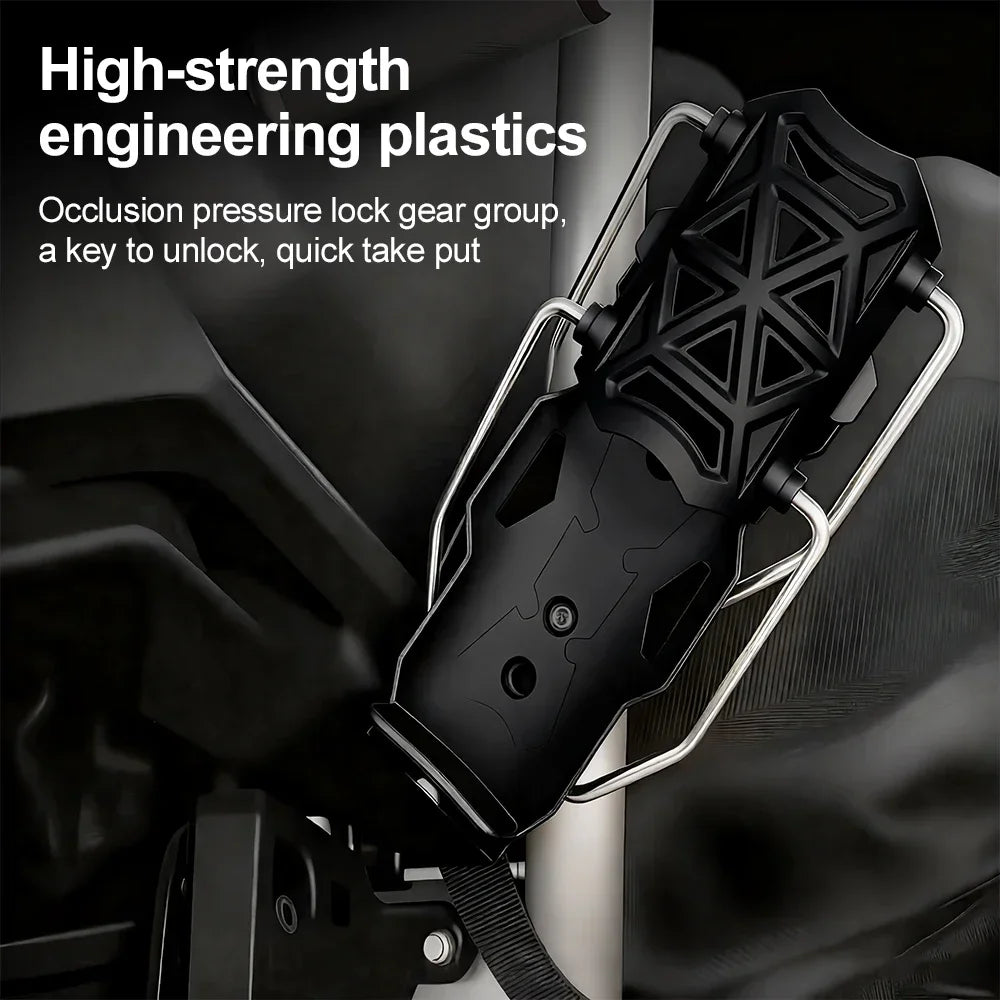 Black high-strength engineering plastics cup holder designed to lock gear groups for quick access.