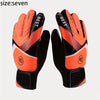Pair of orange and black latex goalkeeper football gloves with BEST and FIRST branding