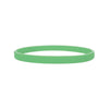 A smooth, light green silicone wristband shown flat.