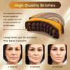 A close-up of a high quality bristle lymphatic contour brush with a storage case, showing results after 4, 8, and 12 weeks of