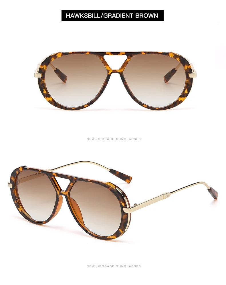 Hawksbill/Gradient Brown sunglasses shown in a top-down view and a side profile.