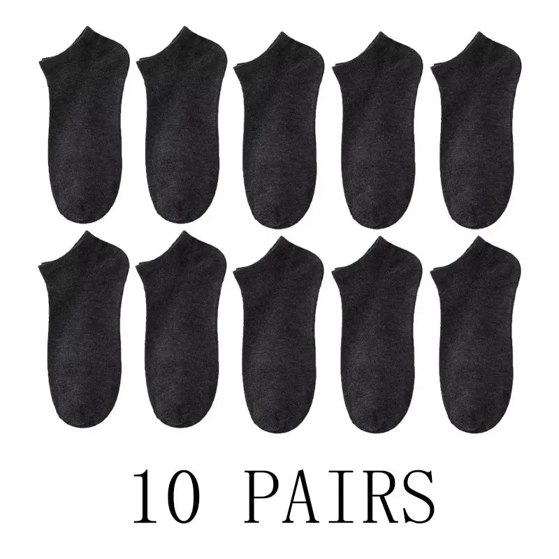 Ten pairs of black comfort fit ankle socks arranged in a grid.
