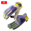 Purple and yellow breathable motorcycle riding gloves for women