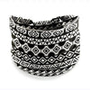 Diadema de yoga bohemia elástica con estampado blanco y negro