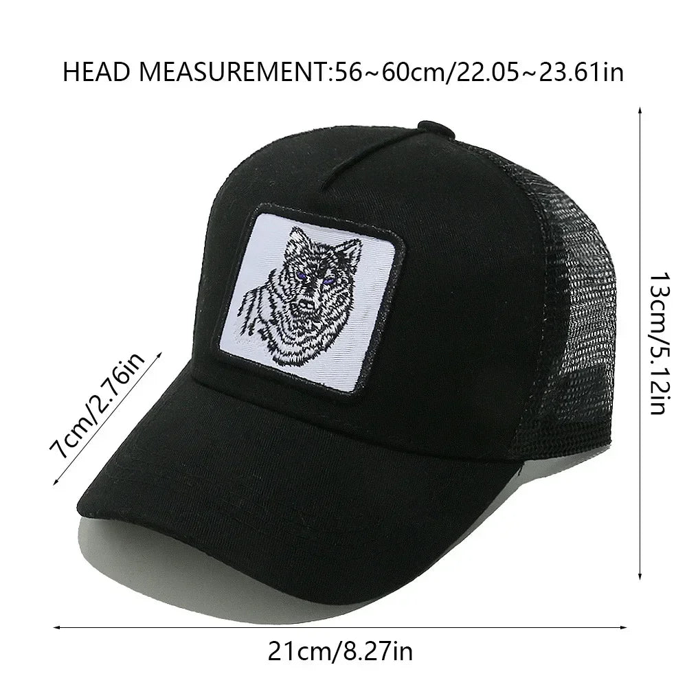 Embroidered Wolf Baseball Cap – Breathable, Adjustable, Unisex