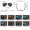 A collection of ultra-light polarized aviator sunglasses in various colors including black, red, blue, green, silvery, tea, g