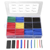 Kit de tubos termocontraíbles de varios colores para aislamiento eléctrico, incluyendo rojo, azul, verde y negro.