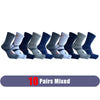 A collection of ten pairs of men's sport compression socks in various shades of gray and blue.