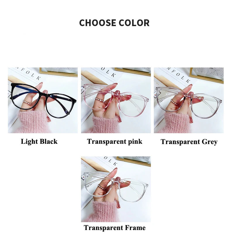 Women's Round Frame Blue Light Blocking Myopia Glasses
