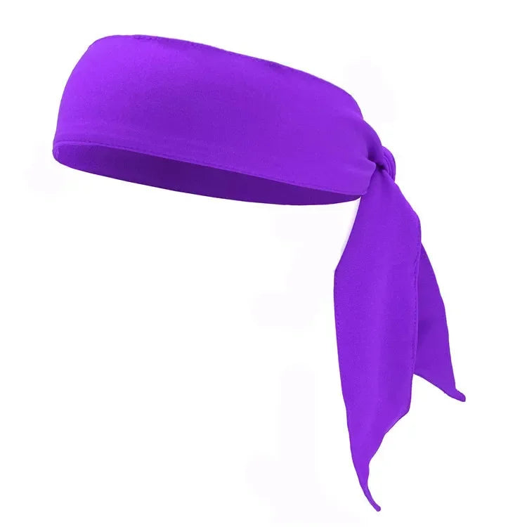 Purple breathable sports headband tied in a knot