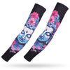 Two long-sleeved ice silk arm sleeves featuring a blue and pink depiction of a serene face.