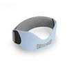 A light blue silicone patellar strap for knee support, shown against a white background.