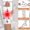 White athletic tape wrapped around a hand and wrist to provide support and protection