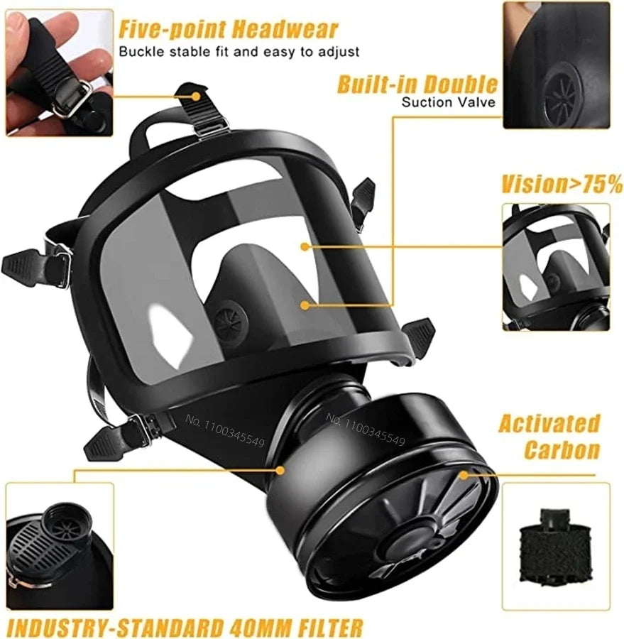 Full Face Gas Mask with Chemical Respirator Filter
