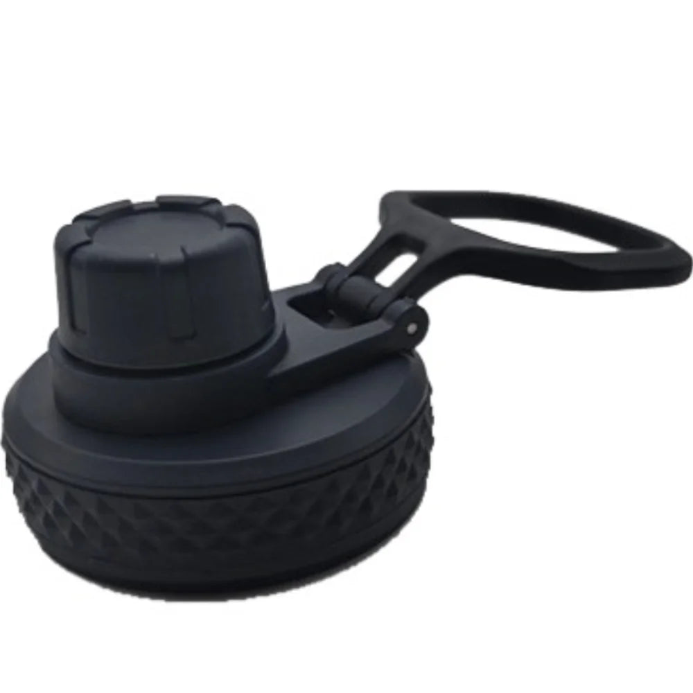 Black leakproof silicone lid with a clamp mechanism for bottles