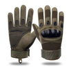 A pair of olive green half finger tactical gloves shown against a white background.
