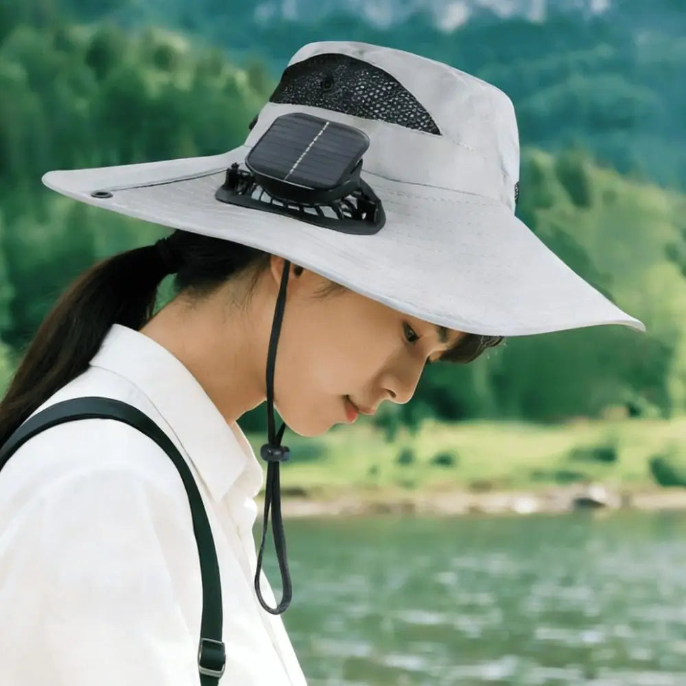 Solar-Powered Cooling Fan Hat with UV Protection