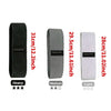 Three fabric resistance bands in black, gray, and white showing different weights and sizes for glute and leg workouts.