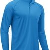 A bright blue men's lightweight UV protection long sleeve shirt shown in a front view.
