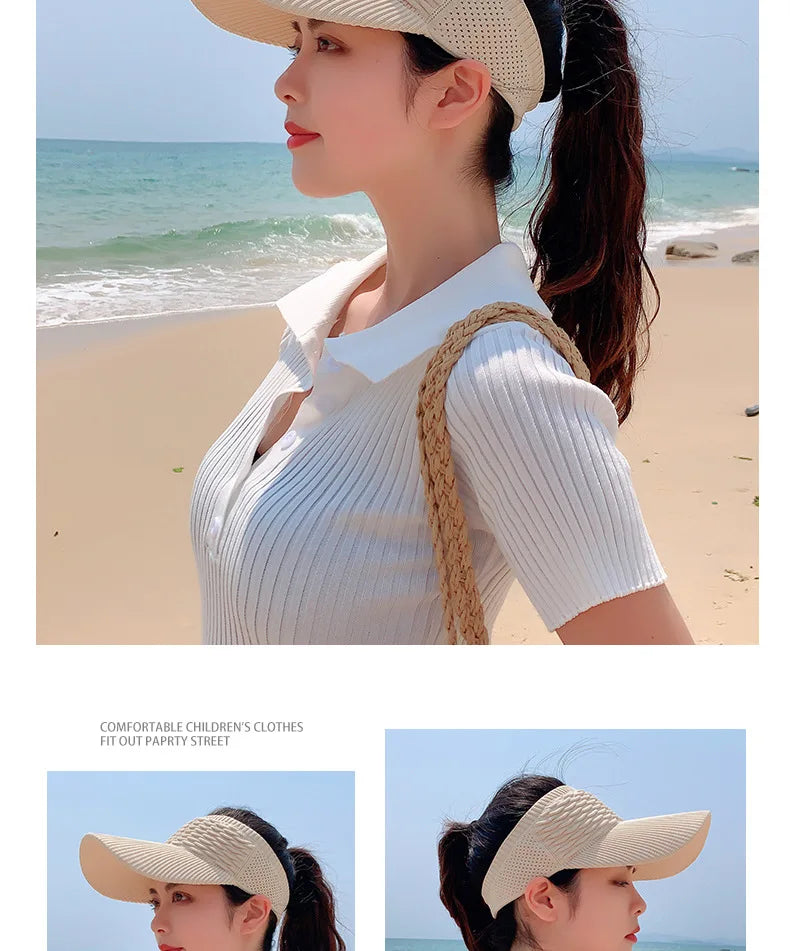 Breathable Adjustable Sun Visor Cap for Women