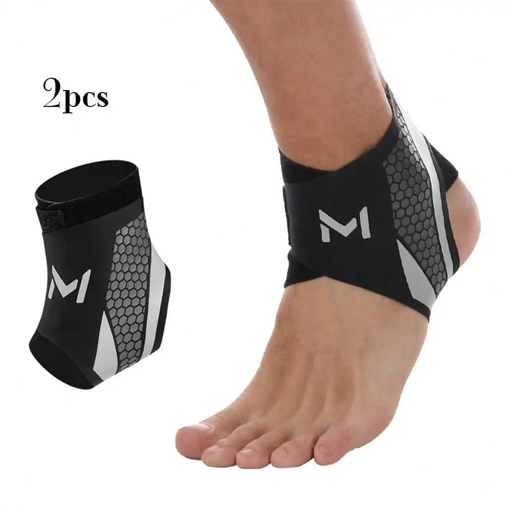 Two black compression ankle support foot sleeves worn on a person's ankle.