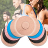 A set of reusable adhesive patches in various shades of beige, pink, and blue are shown on skin.