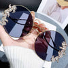 Women's Rhinestone Oversized Round Sunglasses with UV400 Protection