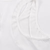 White women's breathable sport tank top shown from the side.