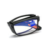 Black folding reading glasses with blue anti-blue light protection lens