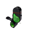 Black clip-on fishing bite alarm with a green LED flash and a metal hook.