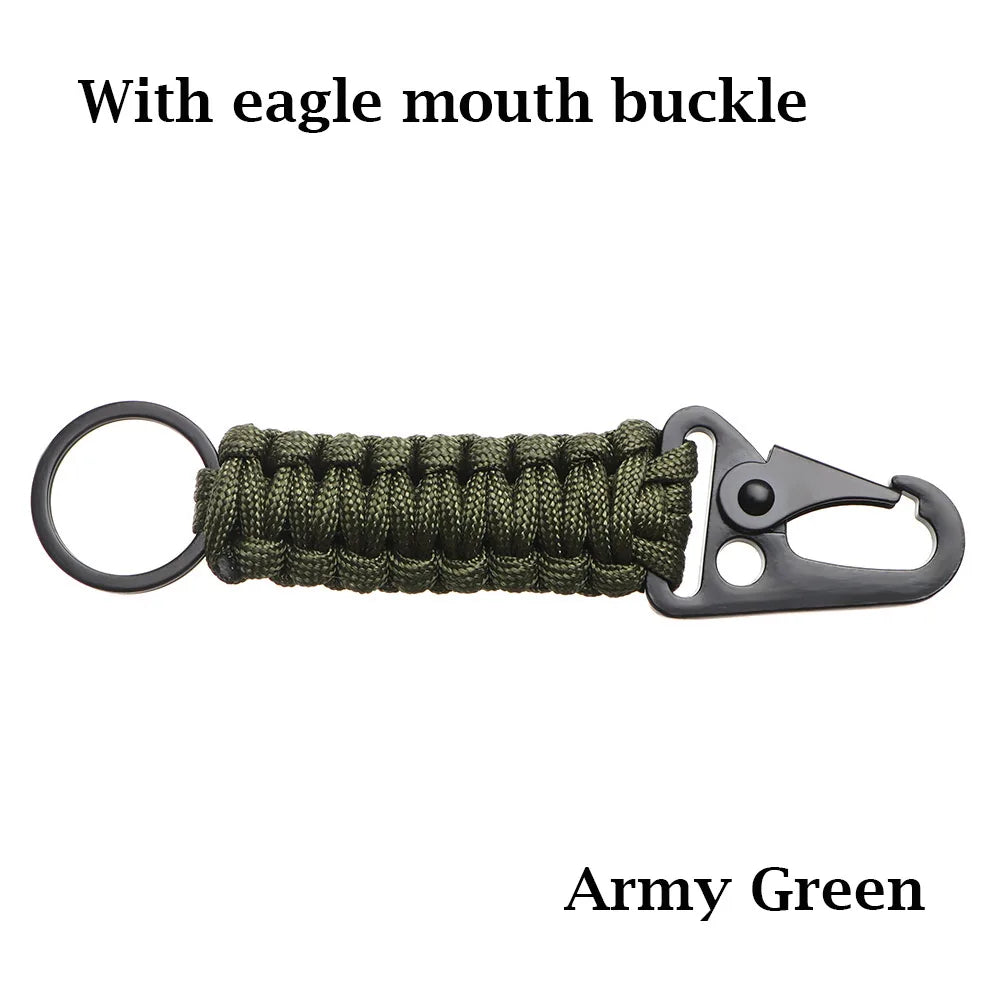 Army Green eagle mouth buckle multi-tool keychain with braided cord