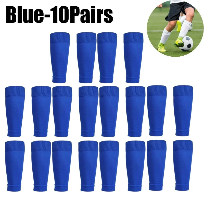 A set of ten blue compression sports socks for football and team activities.