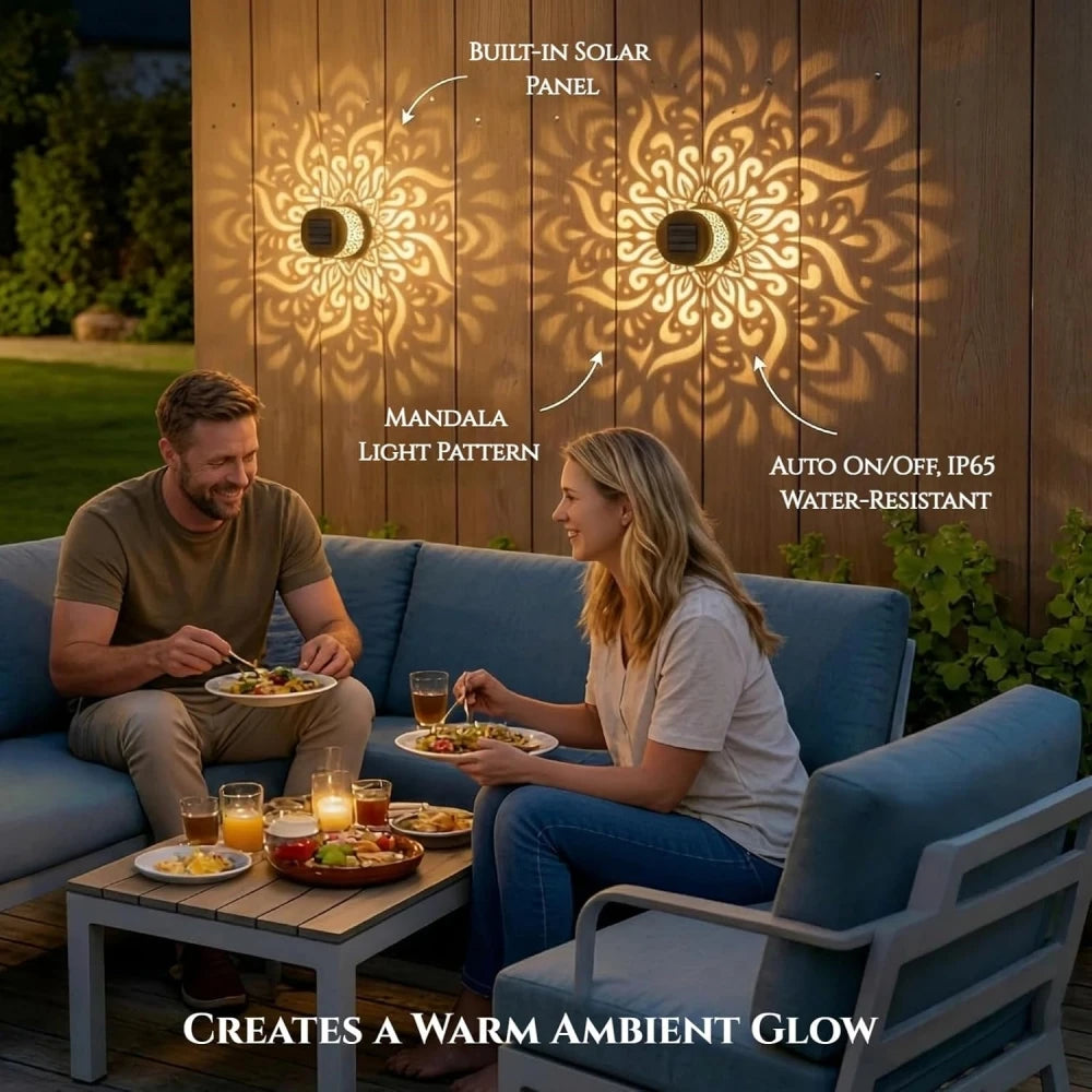 Solar Peony Mandala Projector Light for Outdoor Walls