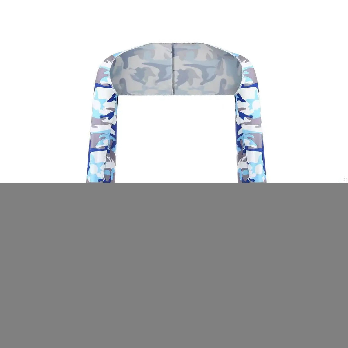 A pair of camouflage patterned arm sleeves displayed against a neutral background.